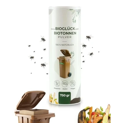 Abbildung von BIOGLÜCK® Biotonnenpulver [2x 750g] Natürlicher Schutz vor Maden &amp; Geruch, Feuchtigkeitsbindend, 100% sicher