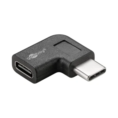 Abbildung von Goobay 45402 USB C Adapter Winkelstecker 90 Grad für Kabel SuperSpeed 5 Gbit/s Winkeladapter OTG auf Winkel Schwarz