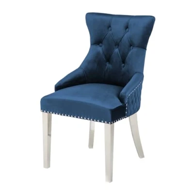Abbildung von Riess Ambiente Eleganter Stuhl Castle Deluxe Royalblau Samt mit Löwenkopf im Barock Design Esszimmerstuhl Stühle Chesterfield Look