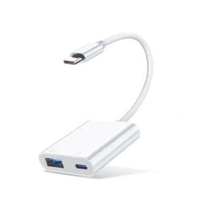 Abbildung von USB C OTG Adapter,Typ auf 3.0 mit PD Lade Splitter,Thunderbolt 3 für iPhone 15 Serie/Samsung Galaxy S23/iPad/MacBook/Google TV Chromecast,Kompatibel Port Geräten