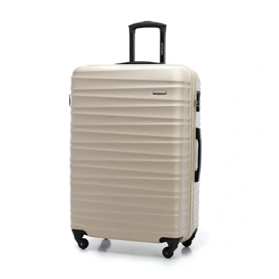 Abbildung von WITTCHEN Reisekoffer Rollkoffer Trolley Großer Koffer Handgepäck Hartschale aus ABS mit 4 Spinner Rollen Zahlenschloss Teleskopgriff Groove Line Größe L Beige