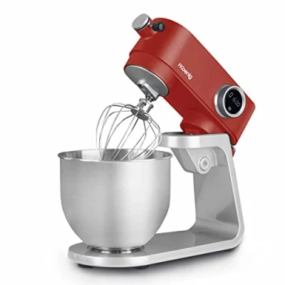 Abbildung von KM124 Küchenmaschine, professionell, multifunktionell, 5 l, Edelstahl, Mattrot, leistungsstark 800 W
