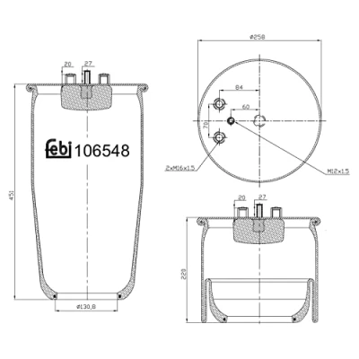Abbildung von FEBI BILSTEIN 106548 Federbalg, Luftfederung MAN: TGA, TGS