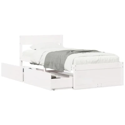 Abbildung von vidaXL Bett Massivholzbett mit Schubladen Weiß 75x190 cm Kiefer