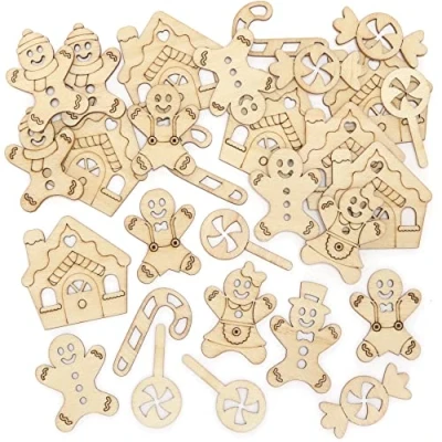 Abbildung von Baker Ross FE936 Mini Holz Lebkuchen zum Basteln 72 Stück, Weihnachts Basteldekorationen für Kinder und Erwachsene, Ideal Zuhause, Schule Gemeinsames Dekorieren an Weihnachten