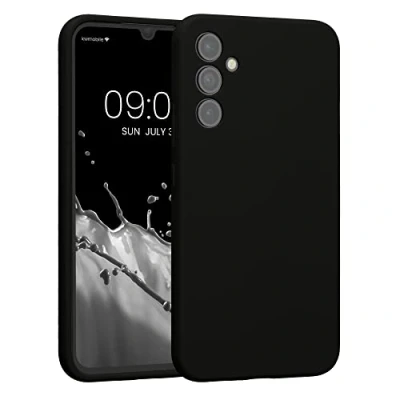 Abbildung von kwmobile Handyhülle kompatibel mit Samsung Galaxy A34 5G Hülle gummierte Handy Case aus Silikon in Schwarz