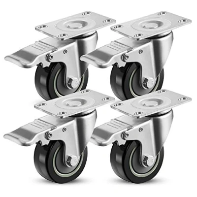 Abbildung von Meditool Möbelrollen 4er Set Lenkrollen 75mm Rollspurenfreie Schwerlastrollen mit Bremsen bis 400 kg für Wohn und Büro, Rot
