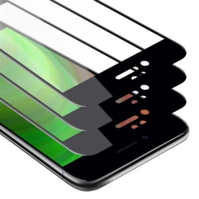 Abbildung von Cadorabo 3x Vollbild Panzer Folie kompatibel mit Apple iPhone 6 / 6S Schutzfolie in TRANSPARENT SCHWARZ 3er Pack Gehärtetes (Tempered) Display Schutzglas 9H Härte 3D Touch