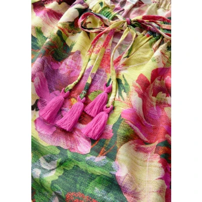 Abbildung von Next Regular FIT Short Sleeve TIE NECK Bardot Bluse, Damen, Größe: 50, Multi floral print