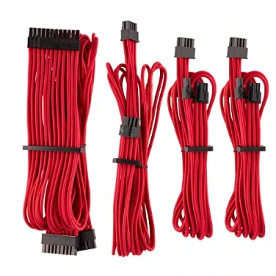 Abbildung von Corsair Premium Sleeved Netzteil Starter Kabel Set Typ4 (Generation 4 Serie) Rot