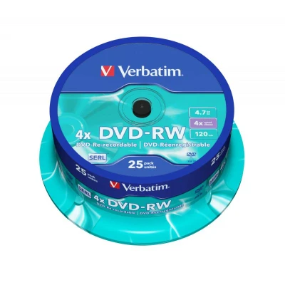 Abbildung von DVD RW 4,7 GB VERBATIM 4x Speed Cakebox 25 Stück