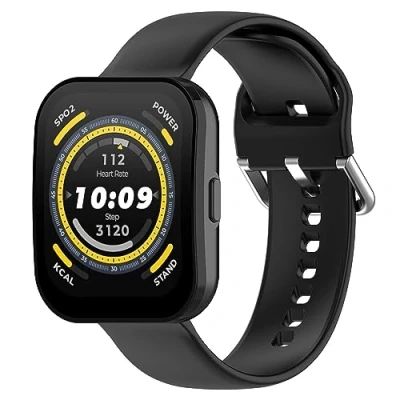 Abbildung von GIOPUEY Armband Kompatibel mit Amazfit Bip 5/Bip 5 Unity, Weiches Silikon [Verschleißfest] [Atmungsaktiv] Ersatzarmband Black