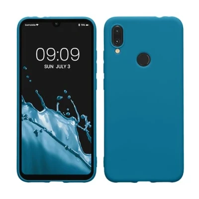 Abbildung von kwmobile Hülle kompatibel mit Xiaomi Redmi Note 7 / Pro weiches TPU Silikon Case Cover geeignet für kabelloses Laden Karibikblau
