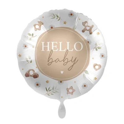 Abbildung von Folienballon Baby &#039;Hello Baby&#039; Ballon Babyparty Hallo Shower Geburtsparty Luftballon Baby, Made in EU, Helium geeignet,