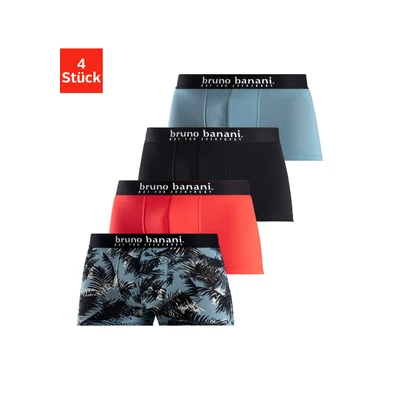 Abbildung von Bruno Banani Boxer, (Packung, 4 St., 4er Pack), mit Palmendruck und unifarben aus Baumwollmischung