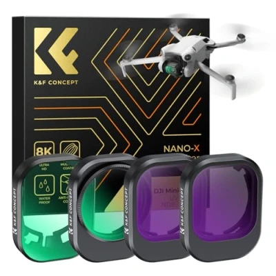 Abbildung von K&amp;F Concept Mini 4 Pro Filterset,4 Stück CPL,UV,ND8, ND16 Filter Kompatibel mit DJI Pro, mehrfach beschichtete HD optisches Glas, Aluminium Version