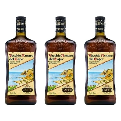 Abbildung von Vecchio Amaro Del Capo Kräuterlikör 3er Set, Spirituose aus Kalabrien, Alkohol, Flasche, 35 %, 3 x 700 ml