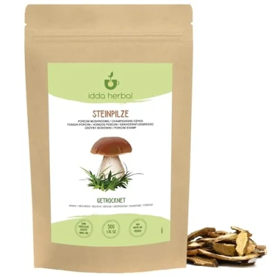 Abbildung von Steinpilze getrocknet (50g), Boletus Edilus, Getrocknete Porcini Steinpilze, Ganze Stein Pilze, 100% Natürlich und rein, Vegan