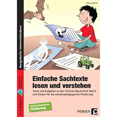 Abbildung von Einfache Sachtexte lesen und verstehen: Texte Aufgaben zu den Themen Bauernhof, Nacht Körper für die sonderpädagogische Förderung (3. bis 5. Klasse)