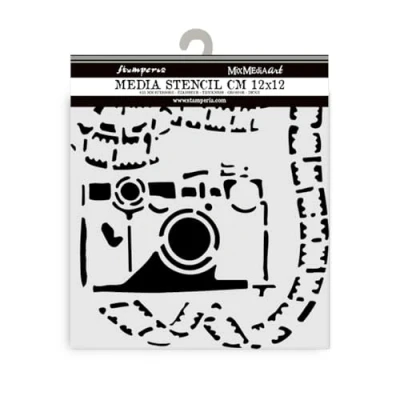 Abbildung von Stamperia Thick Stencils for Scrapbooks, Albums, Cards, Bullet Journals, and More, Flexible Material, Easy to Clean, Perfect Hobbies, Crafts, Gifting (Art of Travelling, Photography)