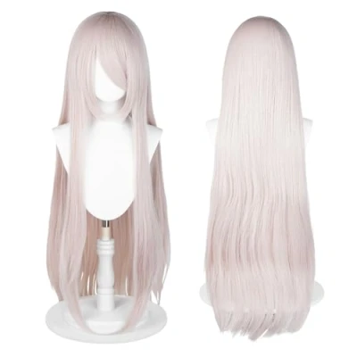 Abbildung von 100cm lange Perücke, universelle Anime Kostüm Cosplay perfekt für Party, täglichen Gebrauch, Festivals und Halloween, ideal TV, Film, Charakter (Hell Pastellrosa)