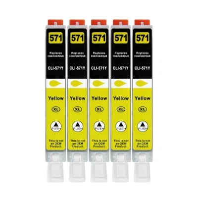 Abbildung von 5 XXL Druckerpatronen kompatibel zu CLI 571 Y Gelb für Canon PIXMA MG5750 MG5751 MG5752 MG5753 MG6850 MG6853 MG7750 MG7753 TS5050 TS5053 TS5055 TS6050 TS6052 TS8050 TS8053 TS9050 TS9055