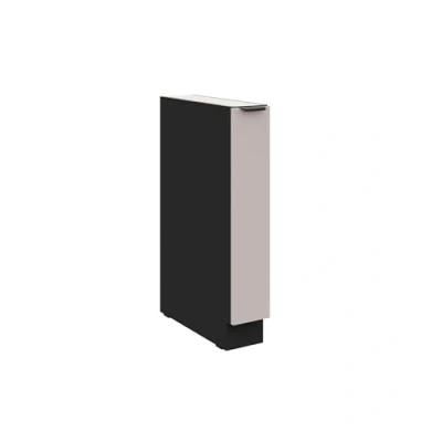 Abbildung von Küchen Unterschrank Schrankauszug 15 cm Küche Arona Kaschmir beige matt + Schwarz Küchenzeile Küchenblock Einbauküche