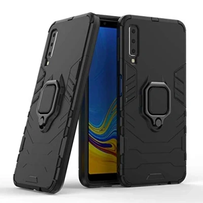 Abbildung von Kompatibel mit Galaxy A7 (2018) Hülle, Ring Ständer Magnetischer Handyhalter Auto Caseme Schutzhülle Case für Samsung 2018 (Schwarz)