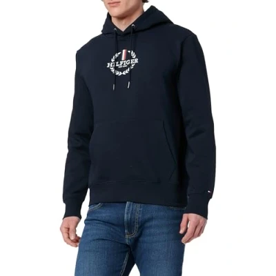 Abbildung von Tommy Hilfiger Global Stripe Wreath TEE Hoody Kapuzenpullover, Herren, Größe: Medium, Desert sky