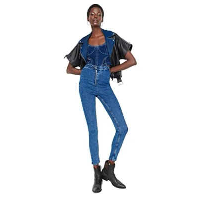 Abbildung von Trendyol Damen Herren Hoher Bund Skinny Jeans, Blau, 38 EU