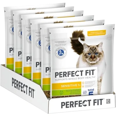 Abbildung von PERFECT FIT Adult Trockenfutter für erwachsene, sensitive Katzen ab 1 Jahr Truthahn, 750g (6 Beutel)