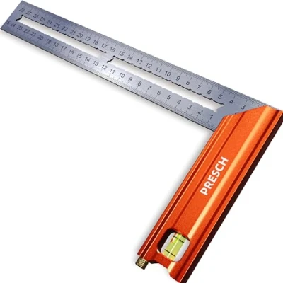 Abbildung von Presch Anschlagwinkel 250mm Hochpräzise &amp; Rostfrei Innovatives Streichmaß 25cm Exakter Schreinerwinkel inkl. Wasserwaage Anreißnadel für ultimative Vielseitigkeit Perfekte 90 45