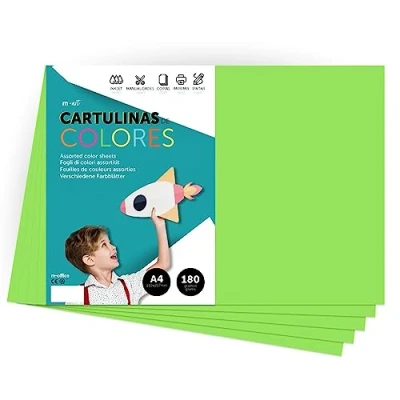 Abbildung von Farbkarton, A4 intensive Farben, 180 g, für Bastelarbeiten, Drucken Sie Ihre Dokumente und kreativen Designs, Farbfolien · m office (100 Blatt, grün)