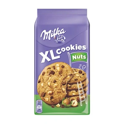 Abbildung von Milka Kekse XL Nuts mit Schokolade und Haselnusstropfen 184g cookies Biscuits