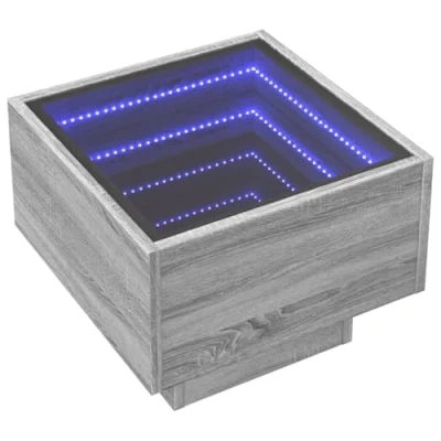 Abbildung von vidaXL Couchtisch Beistelltisch mit LED Grau Sonoma 40x40x30 cm Holzwerkstoff (1 St)