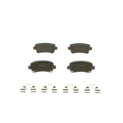 Abbildung von BOSCH 0 986 424 124 Bremsbelagsatz Low Metallic mit akustischer Verschleißwarnung Anti Quietsch Blech, Montageanleitung