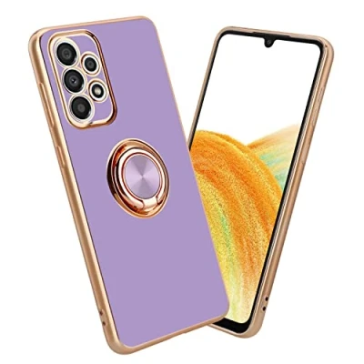 Abbildung von Cadorabo Hülle kompatibel mit Samsung Galaxy A33 5G Schutzhülle TPU Silikon Case Ring Design Kameraschutz Slim Kratzfest Weiche Gummi Rundumschutz für in Lila