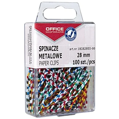 Abbildung von OFFICE PRODUCTS 18082855 99 Büroklammern Metallbriefklammern Zebra Bunte Lackiert in der Box/ 28mm 100 Stück/Farbig Sortiert/in Praktischer Aufbewahrungsbox