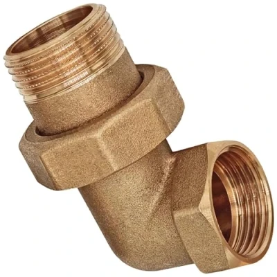 Abbildung von Winkelverschraubung 90 Grad mit 1 Zoll Innengewinde und Außengewinde konisch dichtend 1&quot; IG AG Gewinde Schraub Fitting aus Messing