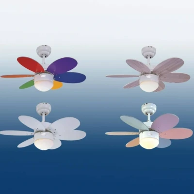 Abbildung von 76 cm Deckenventilator Turbo II 78673 mit Einzelleuchte und sechs Flügeln, Ausführung in Weiß Opalmilchglas