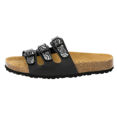 Abbildung von Lico Damen Bioline Flower Pantoletten, Schwarz Silber, 38 EU