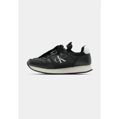 Abbildung von Calvin Klein Damen Runner Sneaker Sock Laceup aus Leder, Schwarz (Black/Bright White), 37