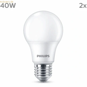 Abbildung von Philips Classic LED E27 Lampe, 40W, matt, warmweiß, nicht dimmbar, Doppelpack