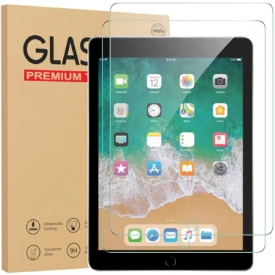 Abbildung von Gerutek 2 Stücke Schutzfolie für iPad 9,7 Zoll (6./5.Generation 2018/2017), Pro Zoll, Air 2/iPad Air, 9H Härte, Hülle Freundllich Anti Kratzen Bläschen HD Displayfolie Schutzglas