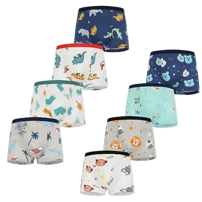 Abbildung von FedMois Jungen Boxershorts Unterhosen Baumwolle Pantys Unterwäsche 8er Pack, Tiere und Dinosaurier, 7 9 Jahre