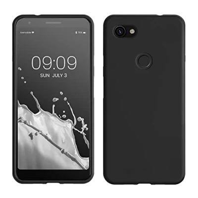 Abbildung von kwmobile Hülle kompatibel mit Google Pixel 3a XL weiches TPU Silikon Case Cover geeignet für kabelloses Laden Schwarz matt