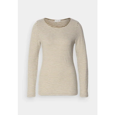 Abbildung von Marc O&#039;Polo LONG Sleeve Round NECK Striped Langarmshirt, Damen, Größe: Medium, Beige