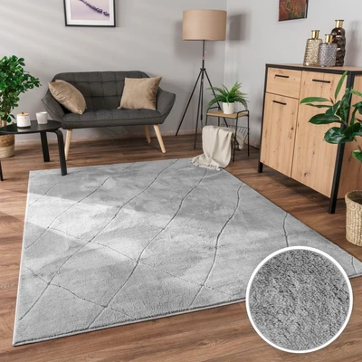 Abbildung von Paco Home Teppich &quot;Utrecht 641&quot;, rechteckig, 4 mm Höhe, Kurzflor, Uni Farben, 3D Design, Rauten Muster, besonders weich