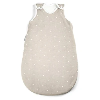 Abbildung von Ehrenkind® Babyschlafsack Schlafsack Rund 2.5 TOG Bio Baumwolle Ganzjahres Baby Gr. 74/80 Farbe Taupe mit weißen Sternen Oeko Tex Winter und Sommer Kinder