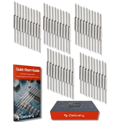Abbildung von AZ Delivery 50 stücke N/O Reed schalter Magnetische 2 * 14mm Schließer Induktion Für Arduino